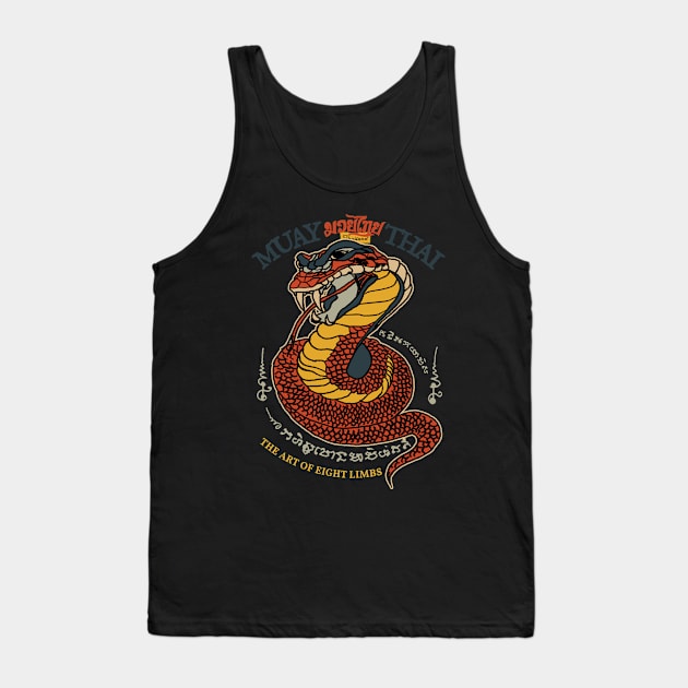 Vintage Muay Thai Tattoo Snake Tank Top by KewaleeTee